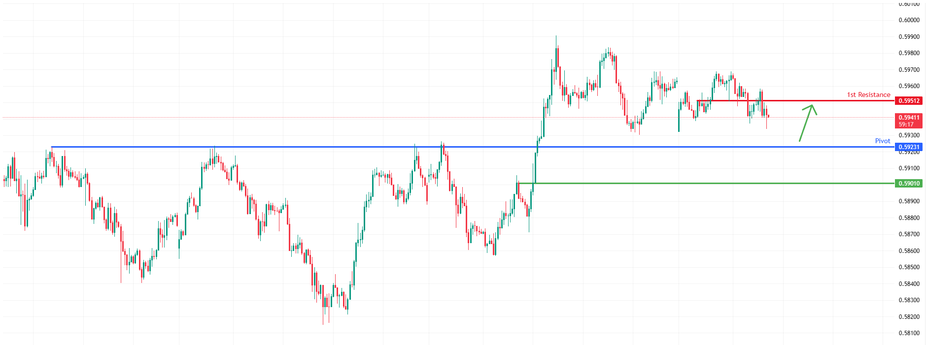 NZDUSD H1 | Price Testing Critical Support Area