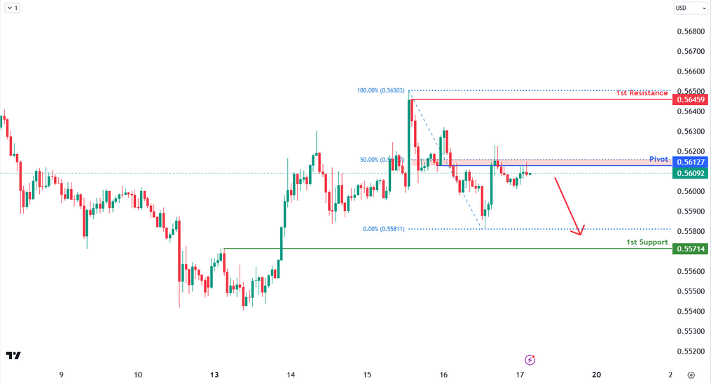 NZDUSD 1h | Bearish Drop